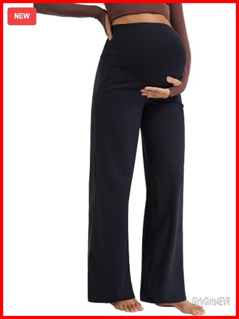 Wide Leg Maternity Yoga Dress Pants Over The Belly Stretchy Soft